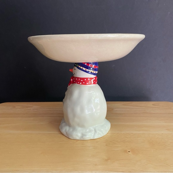 ONEIDA Snowman Winter Compote Ceramic Dish - Picture 3 of 8